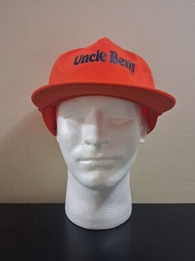 Vintage 80s Uncle Bens Brand Otto Cap Rope Hat Snapback Orange Taiwan (Unisex)